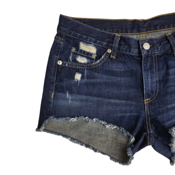 Rag & Bone Shorts Jean Cut Off Short in Doris Distressed Cotton Dark Wash sz 27 - Picture 6 of 11